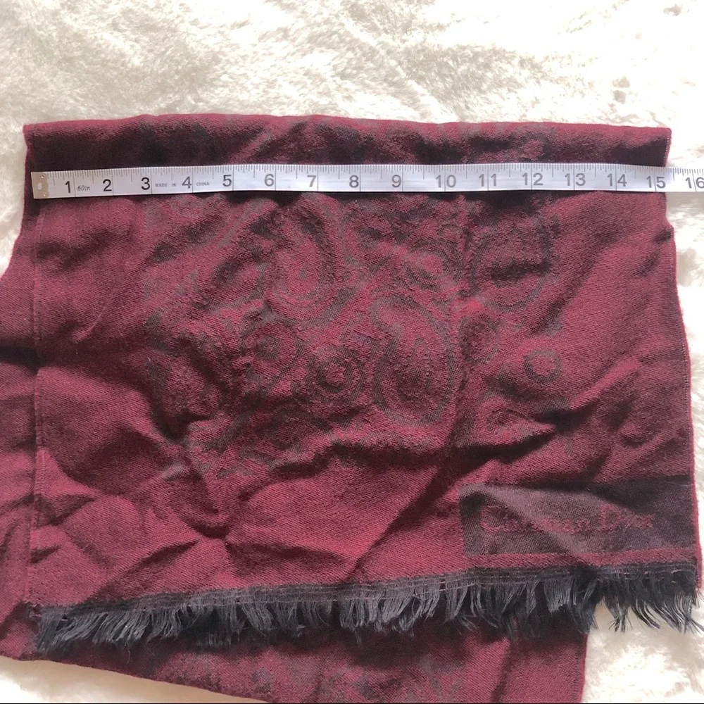 Vintage Christian Dior Wool Burgandy Scarf🧣